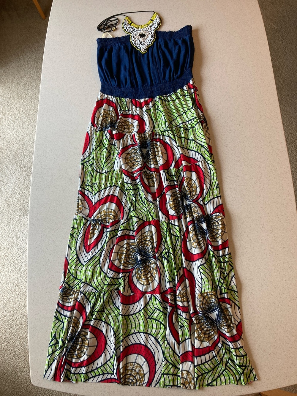 T Bags Los Angeles Beaded Halter Tube Maxi Dress Women Size 1X